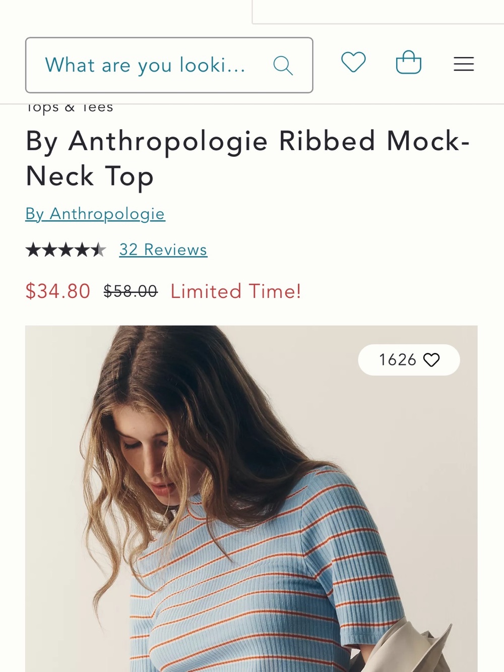 Anthropologie Light Blue Ribbed Shirt with Orange Stripes